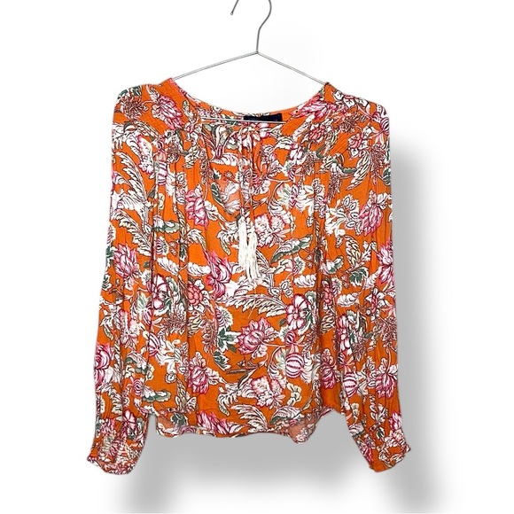 RACHEL Rachel Roy Tops - RACHEL Rachel Roy Boho Floral Peasant Blouse Tassel Tie Size XL